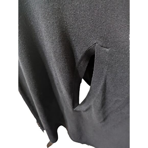 Chicos Cape One size black Cotton Rayon Nylon Feels Like Wool EUC. Slits Hands - Picture 6 of 6